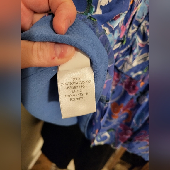 Tanya Taylor | Silk Blue Floral Puff Sleeve Top NWOT Sz 20 - Picture 6 of 8